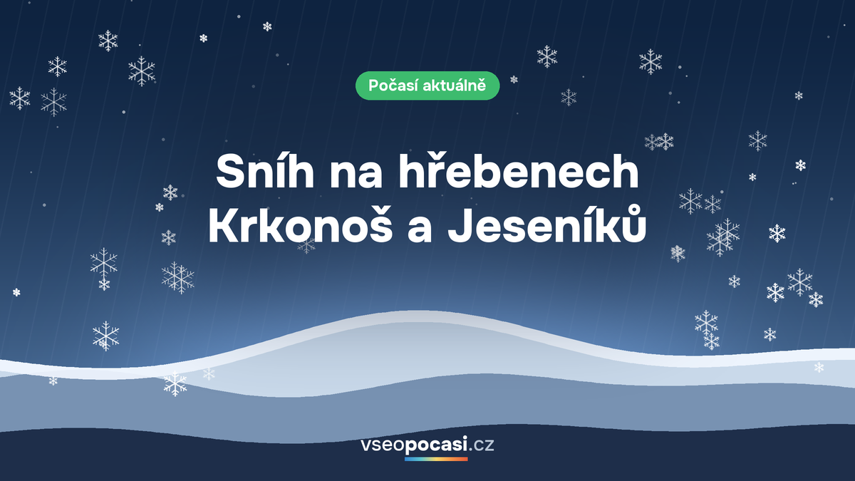 Sníh na hřebenech Krkonoš a Jeseníků
